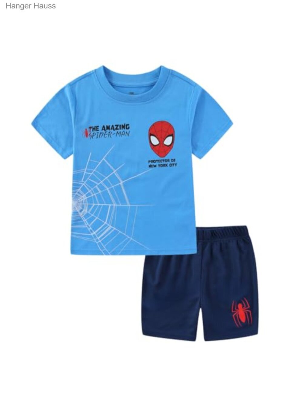 Boys 2-Pc Short Sleeve Tee & Mesh Short Set, Cotton Blend, Superhero Outfit